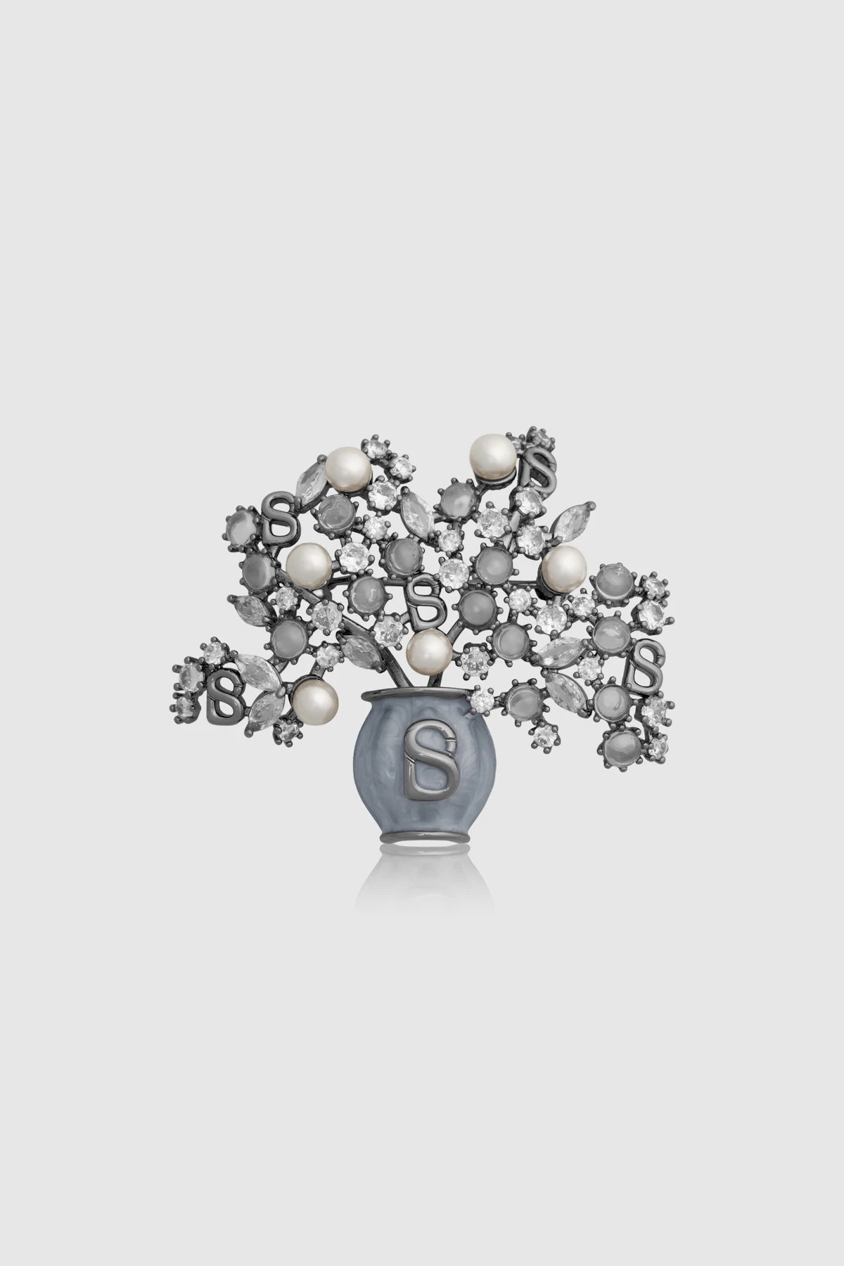 Bloomora Brooch - Hematite