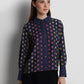 nagita crop shirt in navy by buttonscarves front view