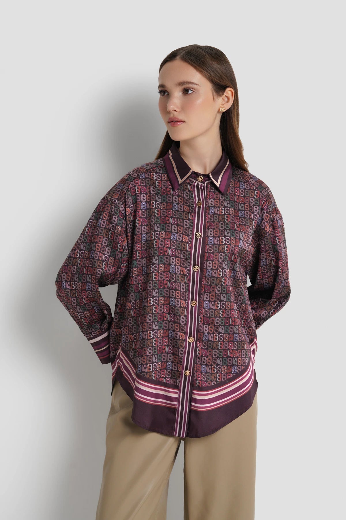 Nagita Oversized Shirt - Burgundy