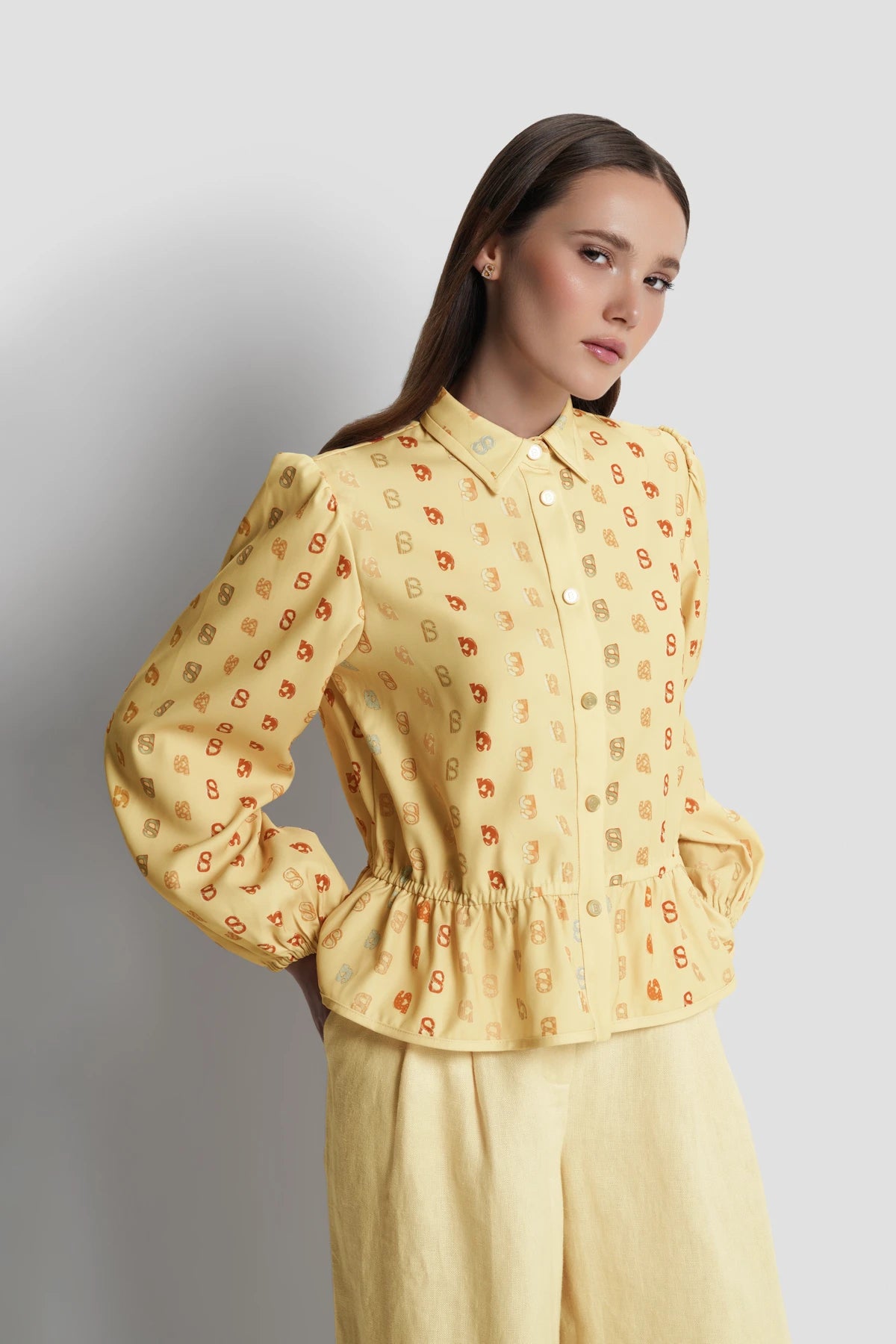 Nagita Peplum Shirt - Butter