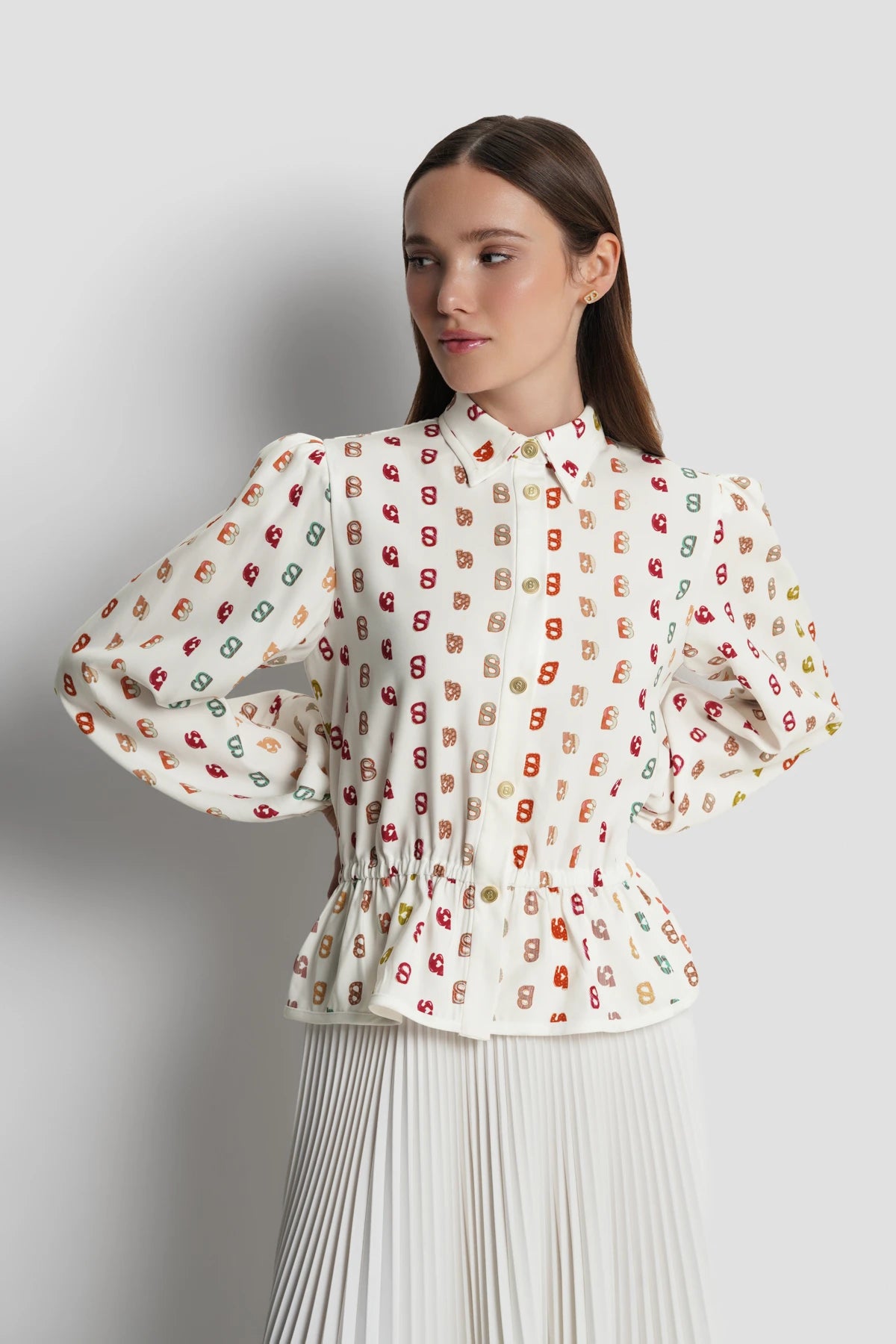 Nagita Peplum Shirt - White