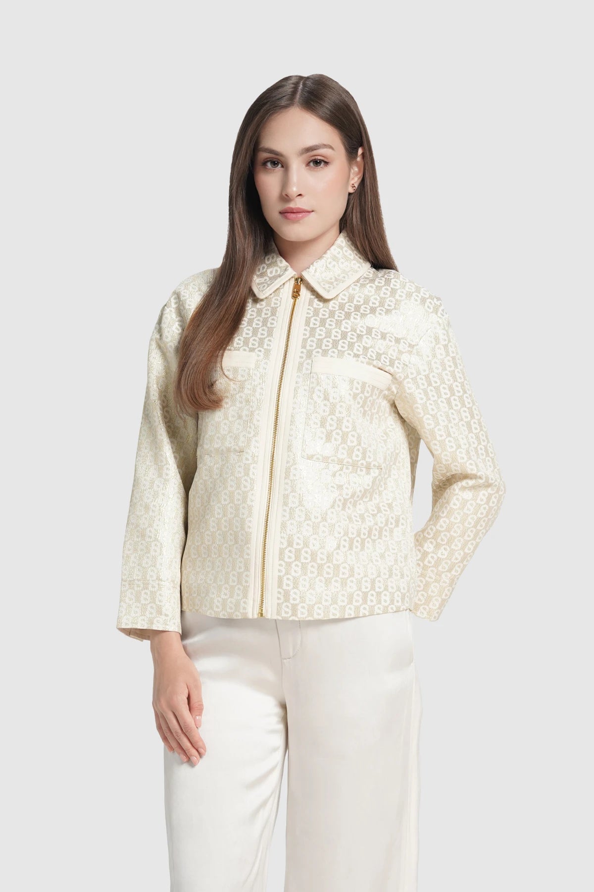 Freya Jacquard Jacket - Champagne Gold