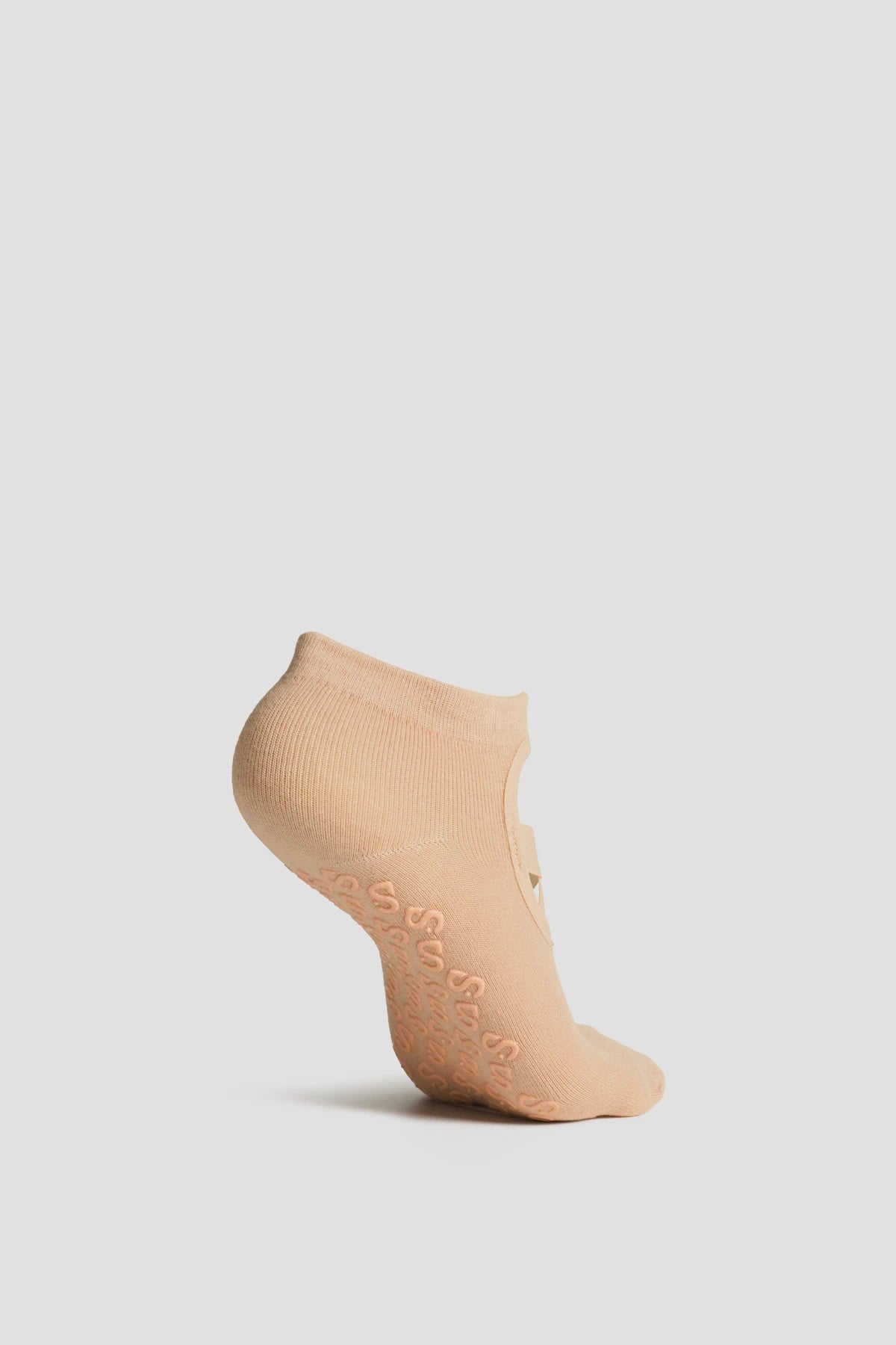 grip socks short in beige by buttonscarves side view