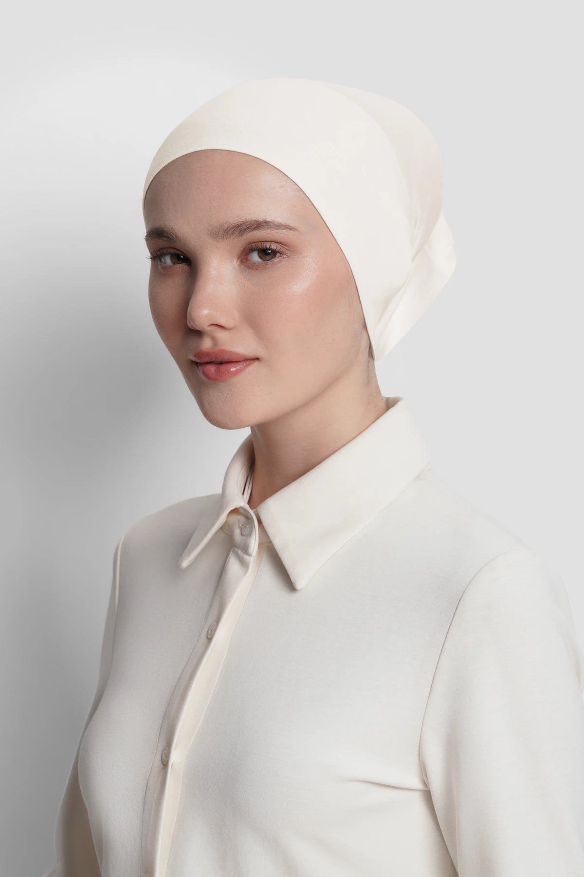 cap inner in egret by buttonscarves side view
