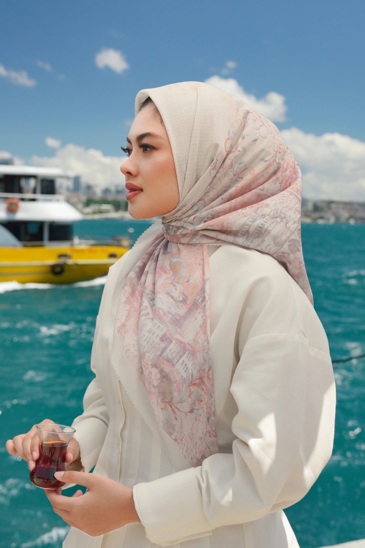 istanbul printed square scarf in palace by buttonscarves style look