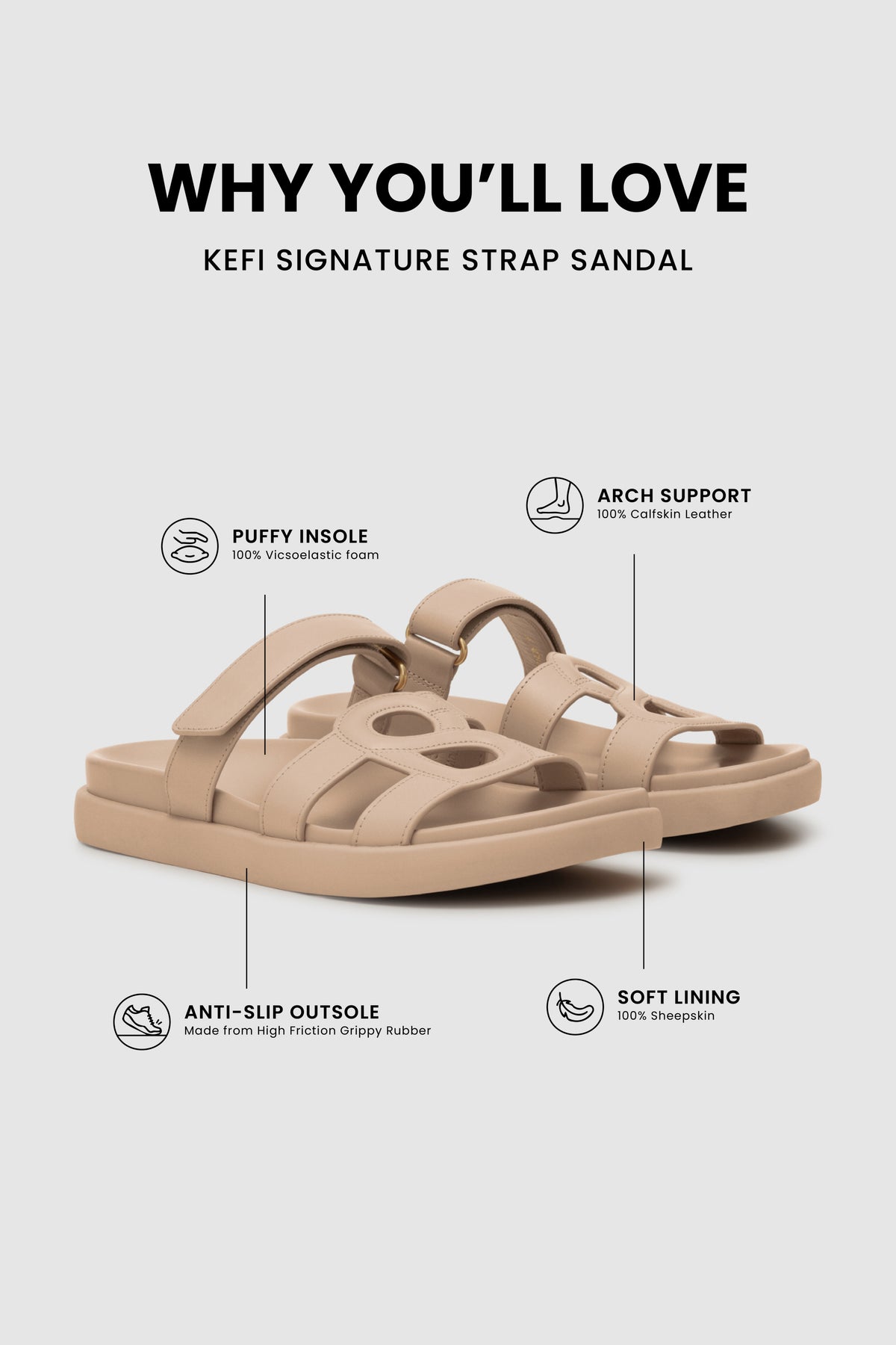 Kefi Signature Strap Sandal - Beige
