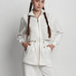 liora drawstring jacket in white by buttonscarves front view