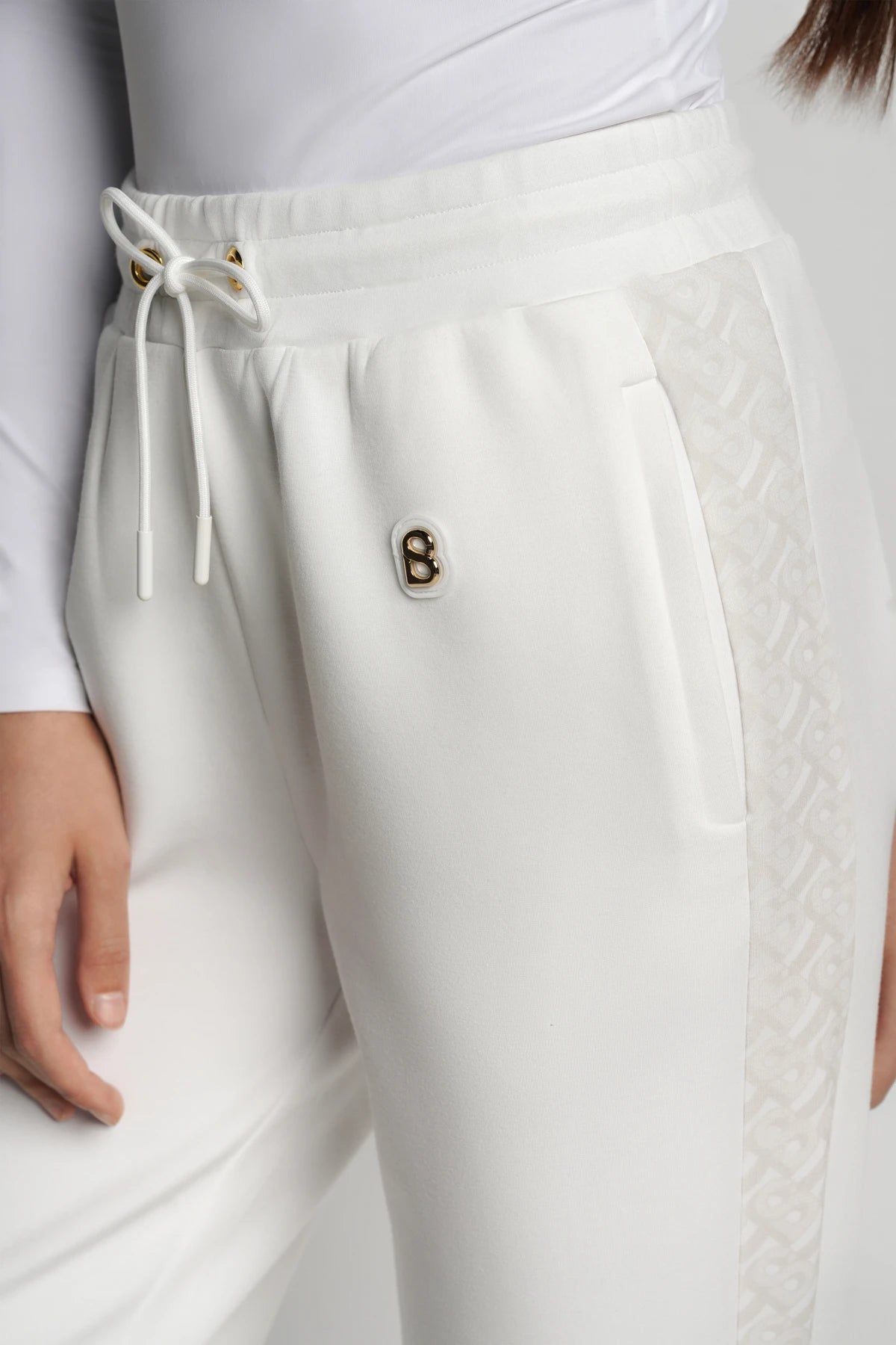 liora drawstring pants in white by buttonscarves drawstring waist detail