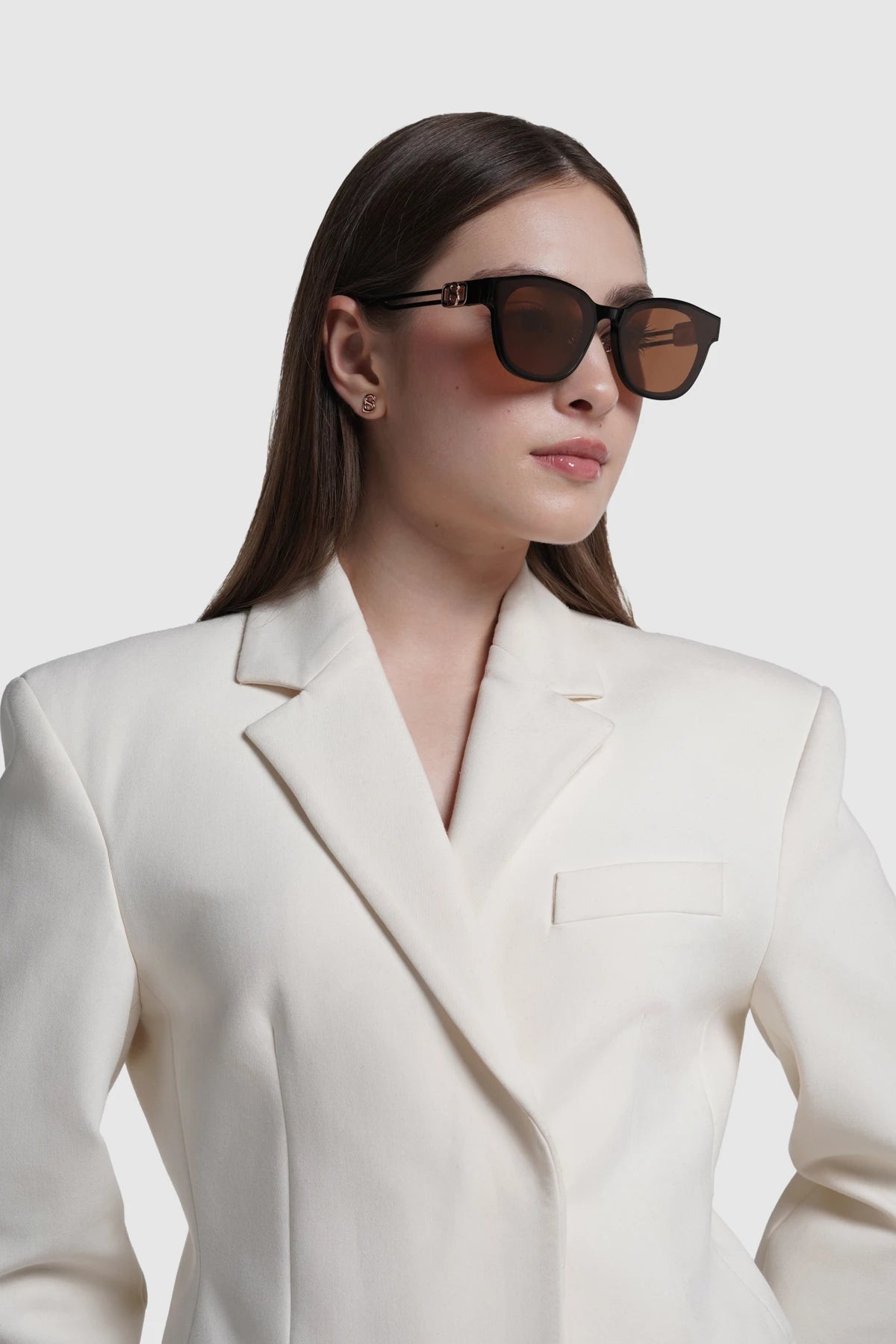 luca sunglasses in coffee by buttonscarves worn