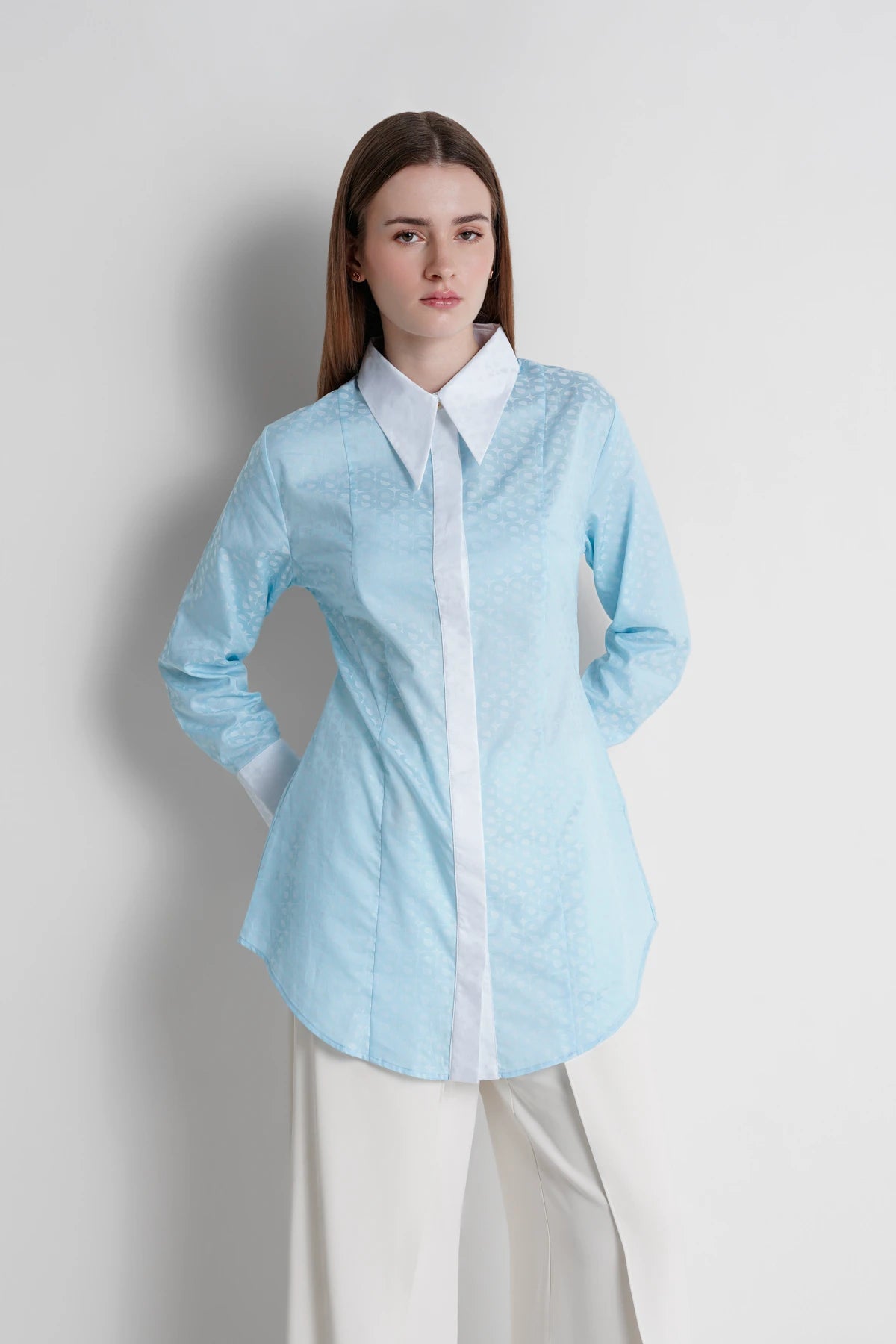 Luna Cotton Pointed Collar - Baby Blue