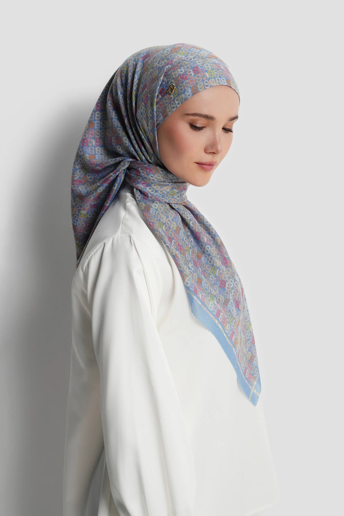 nagita tie back square scarf in polaris by buttonscarves side view
