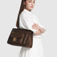 nara tote bag in brown by buttonscarves carried on shoulder