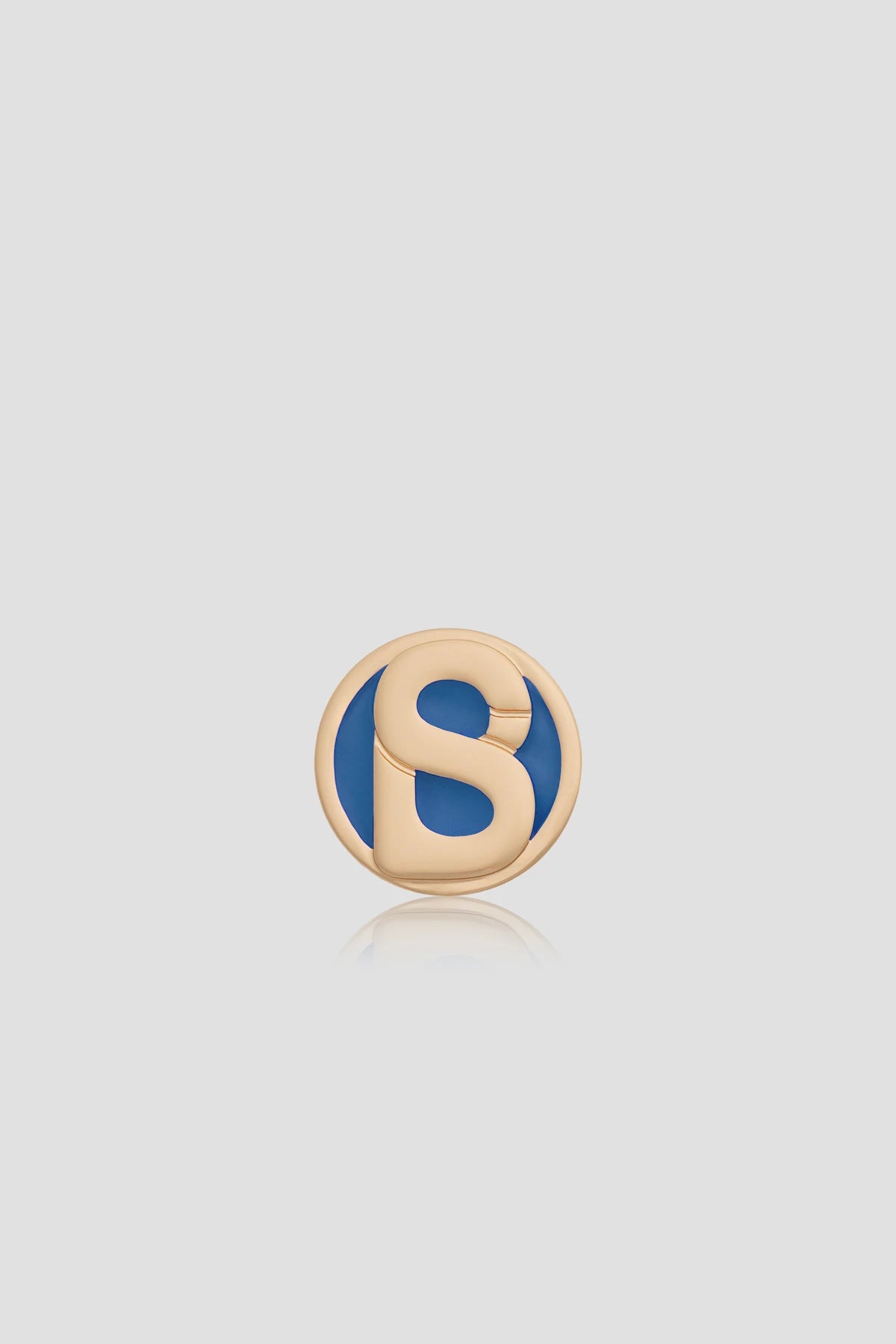 round pin brooch 03 in blue gold by buttonscarves front view