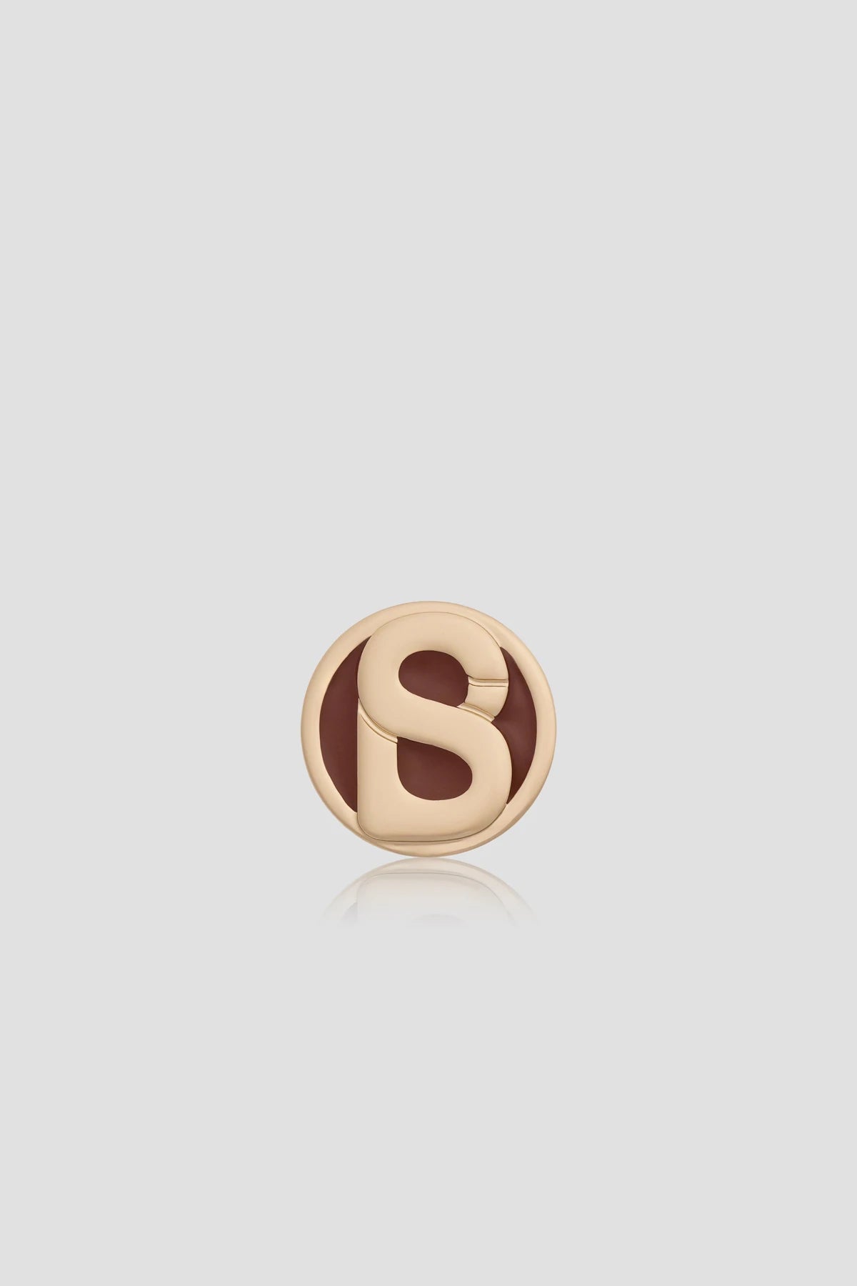 round pin brooch 03 in brown gold by buttonscarves front view