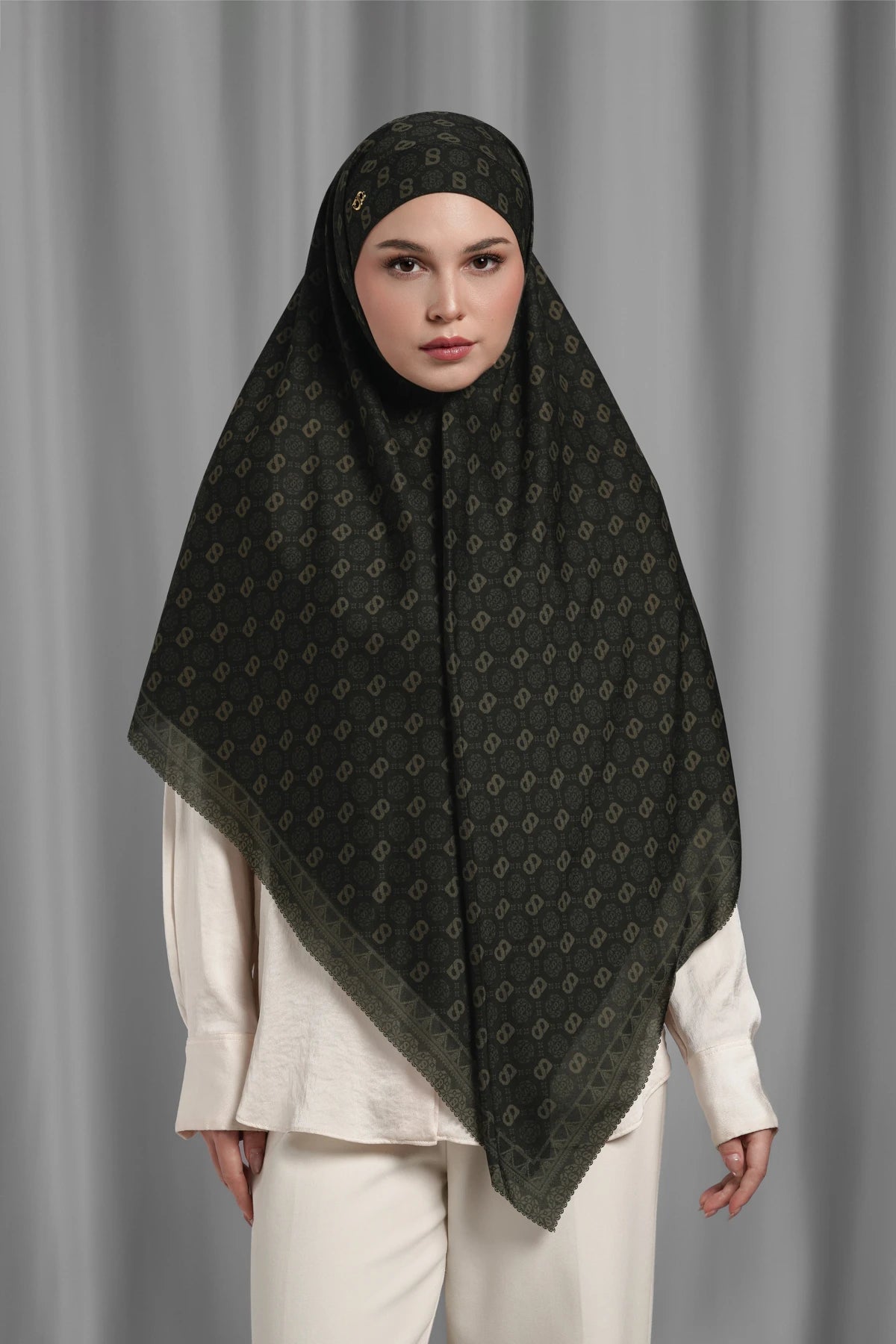 Songket Tie Back Square - Coal