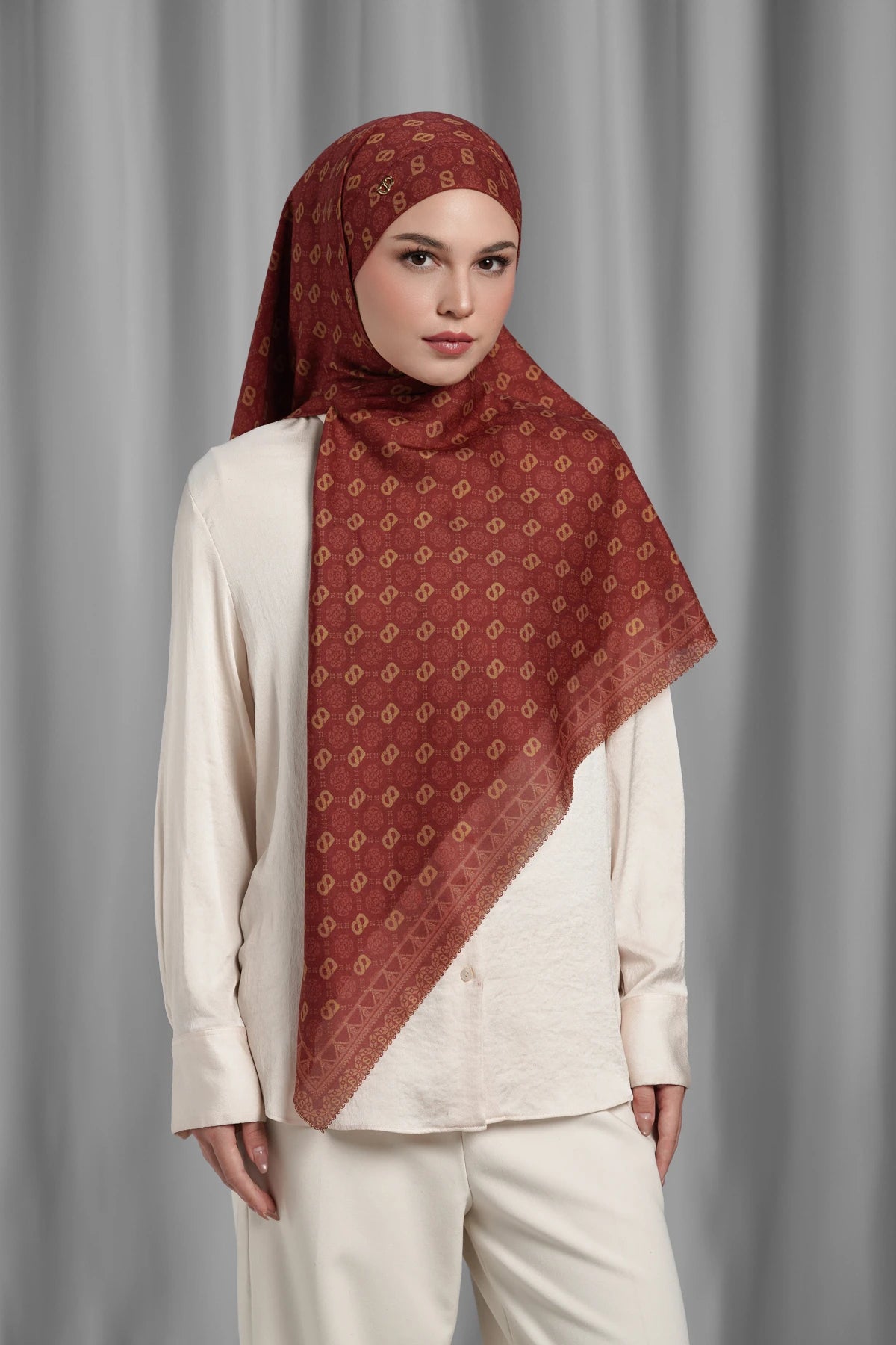 Songket Tie Back Square - Lychee