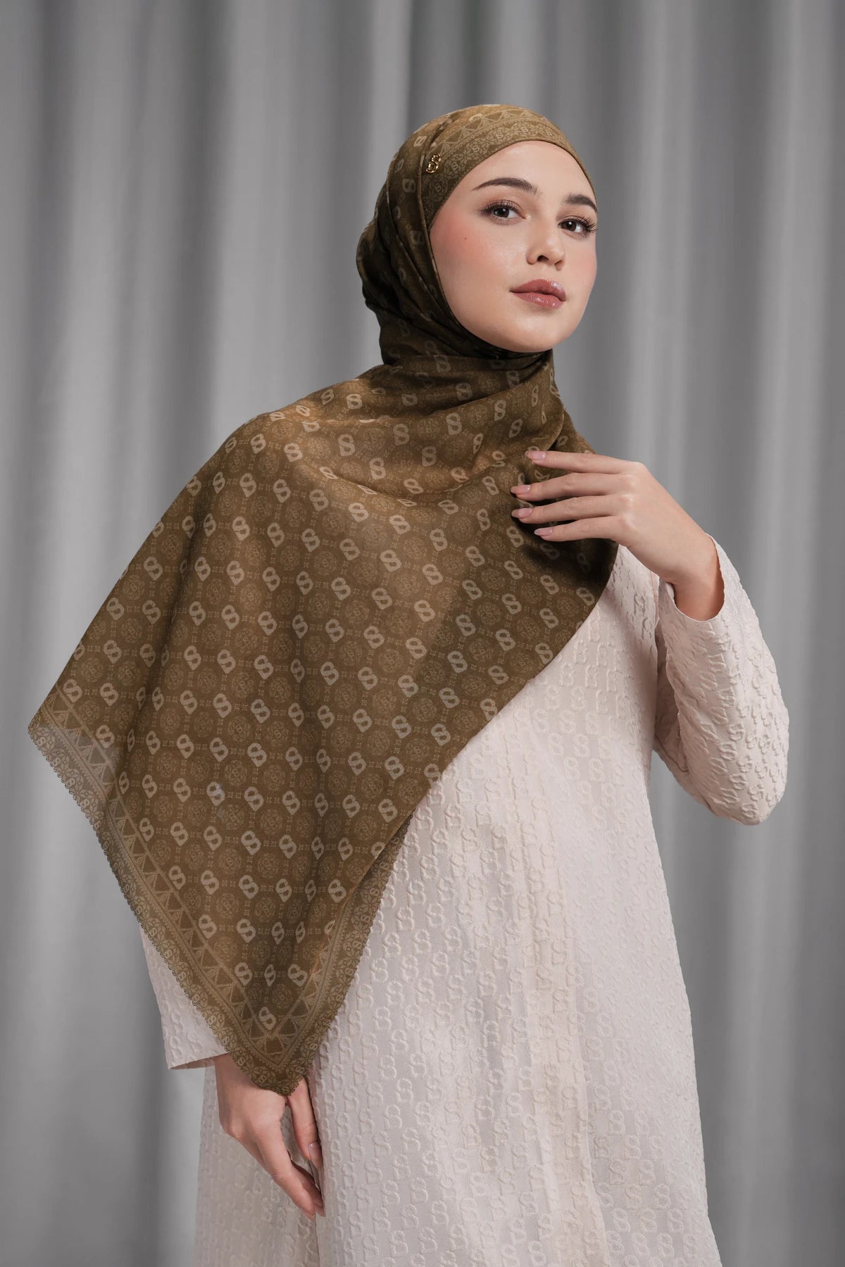 Songket Tie Back Shawl - Cinnamon