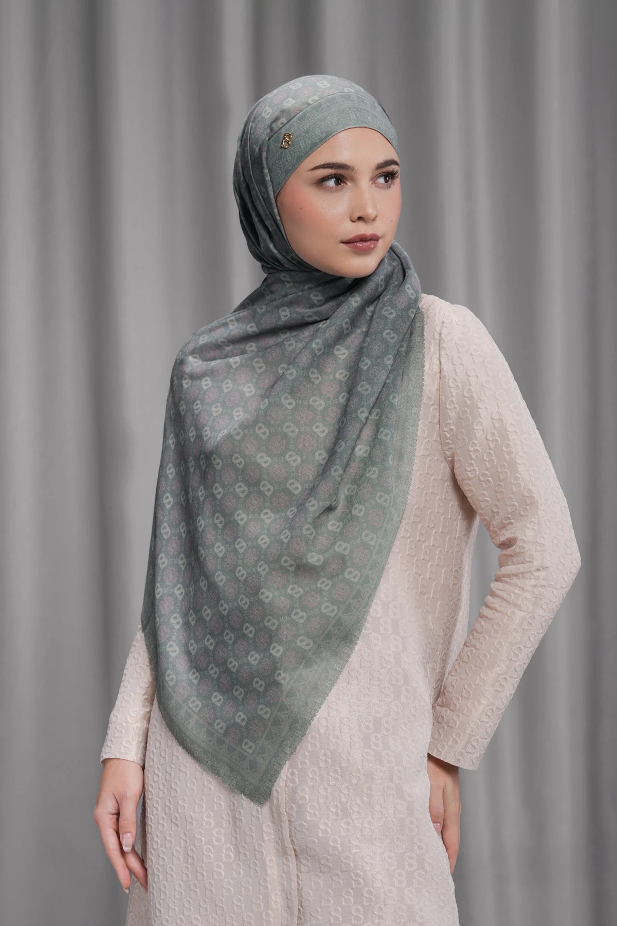 Songket Tie Back Shawl - Fog