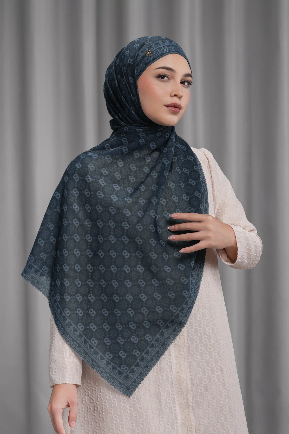 Songket Tie Back Shawl - Maritime Blue