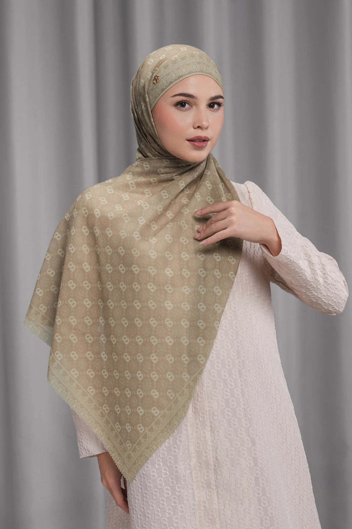 songket tie back shawl in sand by buttonscarves style look 