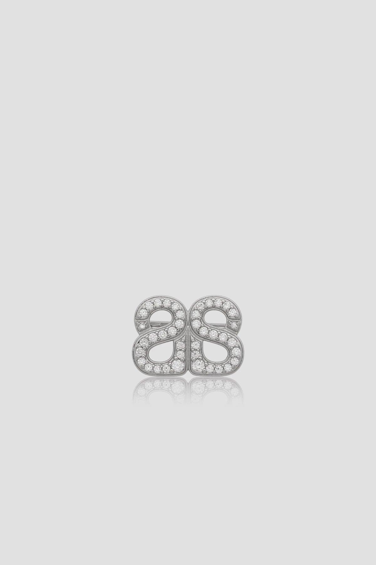 Twin Crystal Petite Brooch - Silver