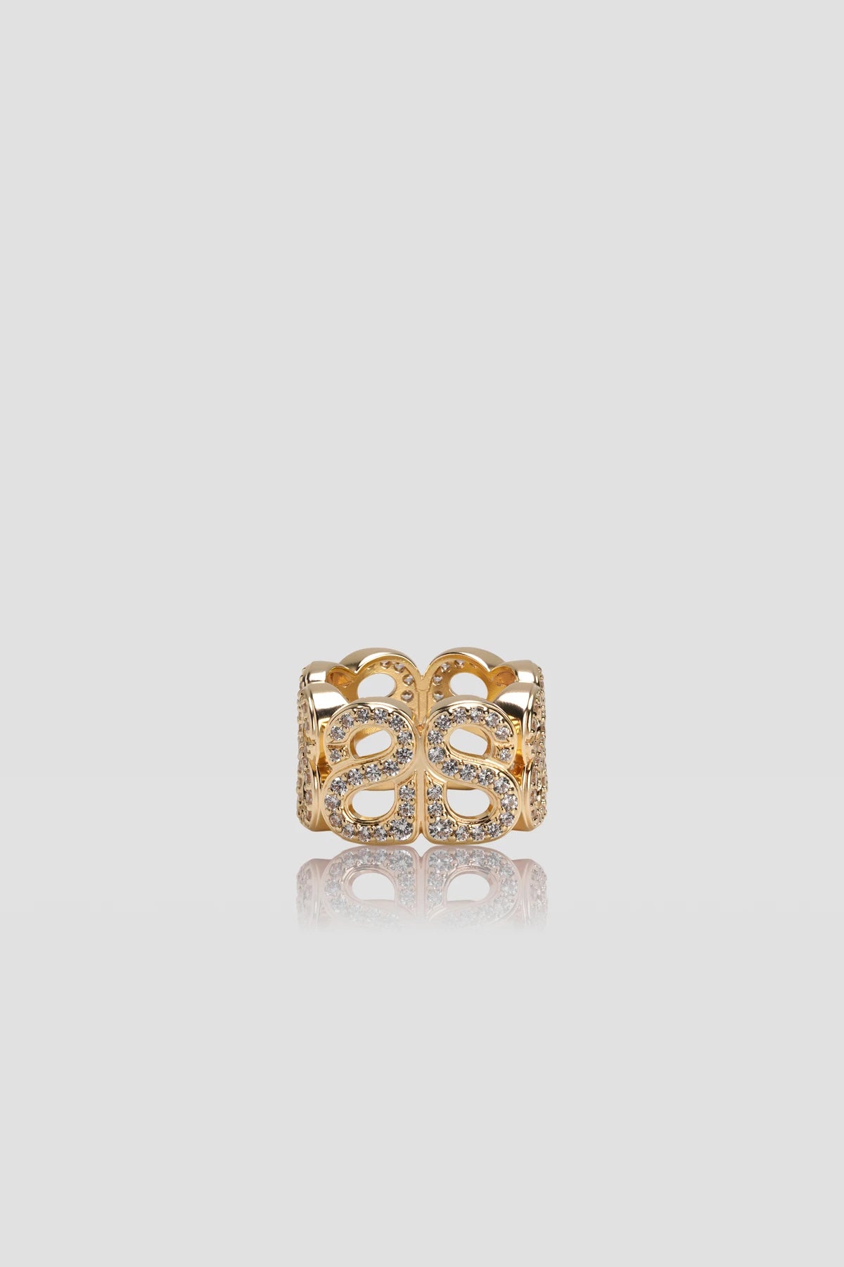 Twin Crystal Ring Brooch - Gold
