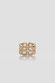 twin crystal ring brooch in gold by buttonscarves front view