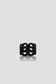 twin crystal ring brooch in hematite by buttonscarves front view