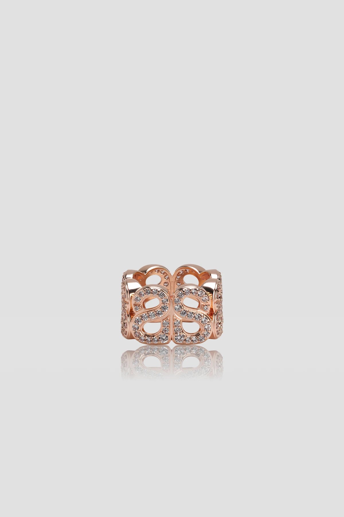 Twin Crystal Ring Brooch - Rose Gold