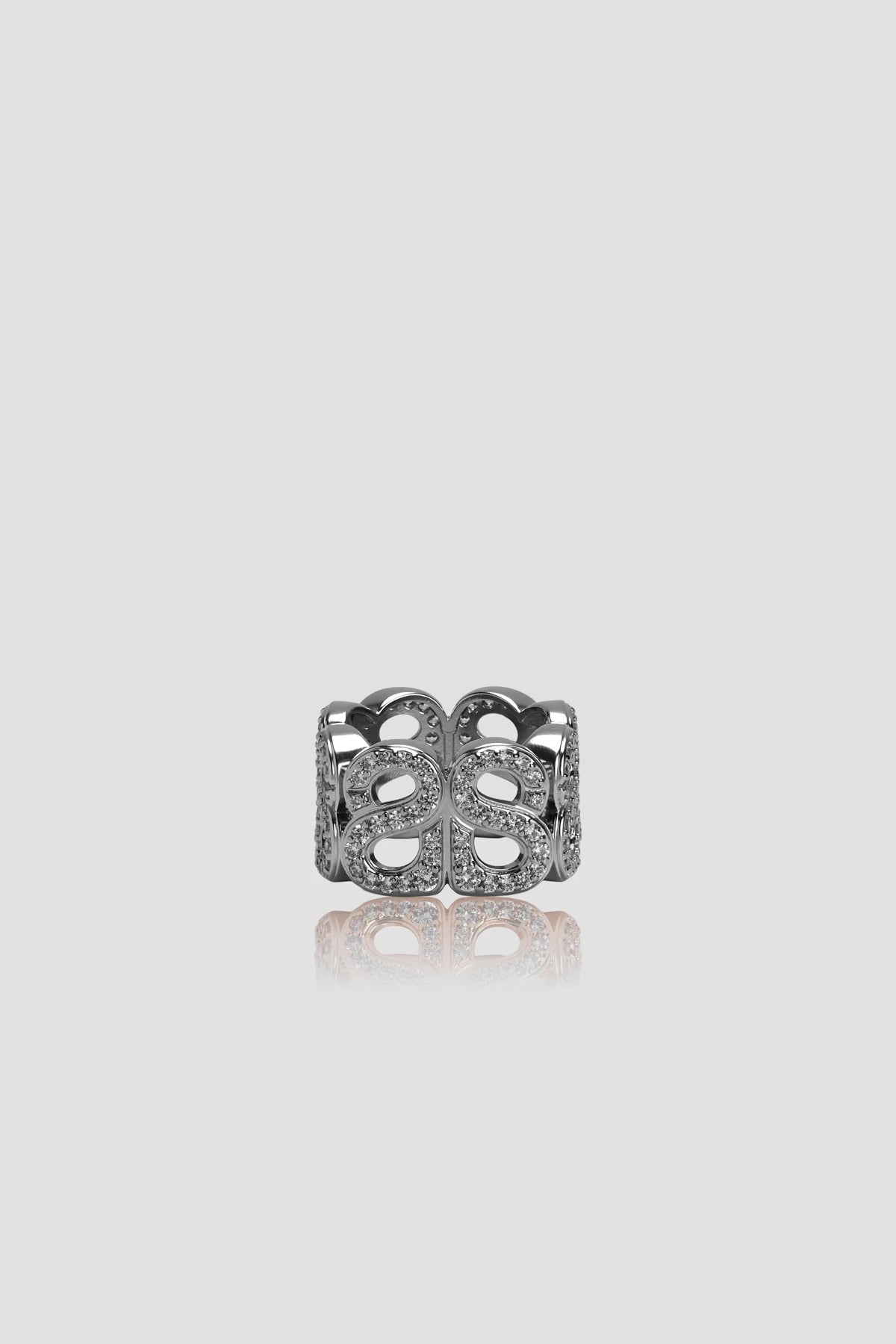Twin Crystal Ring Brooch - Silver