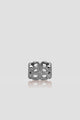 twin crystal ring brooch in silver by buttonscarves front view