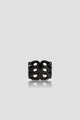 twin ring brooch in hematite by buttonscarves front view