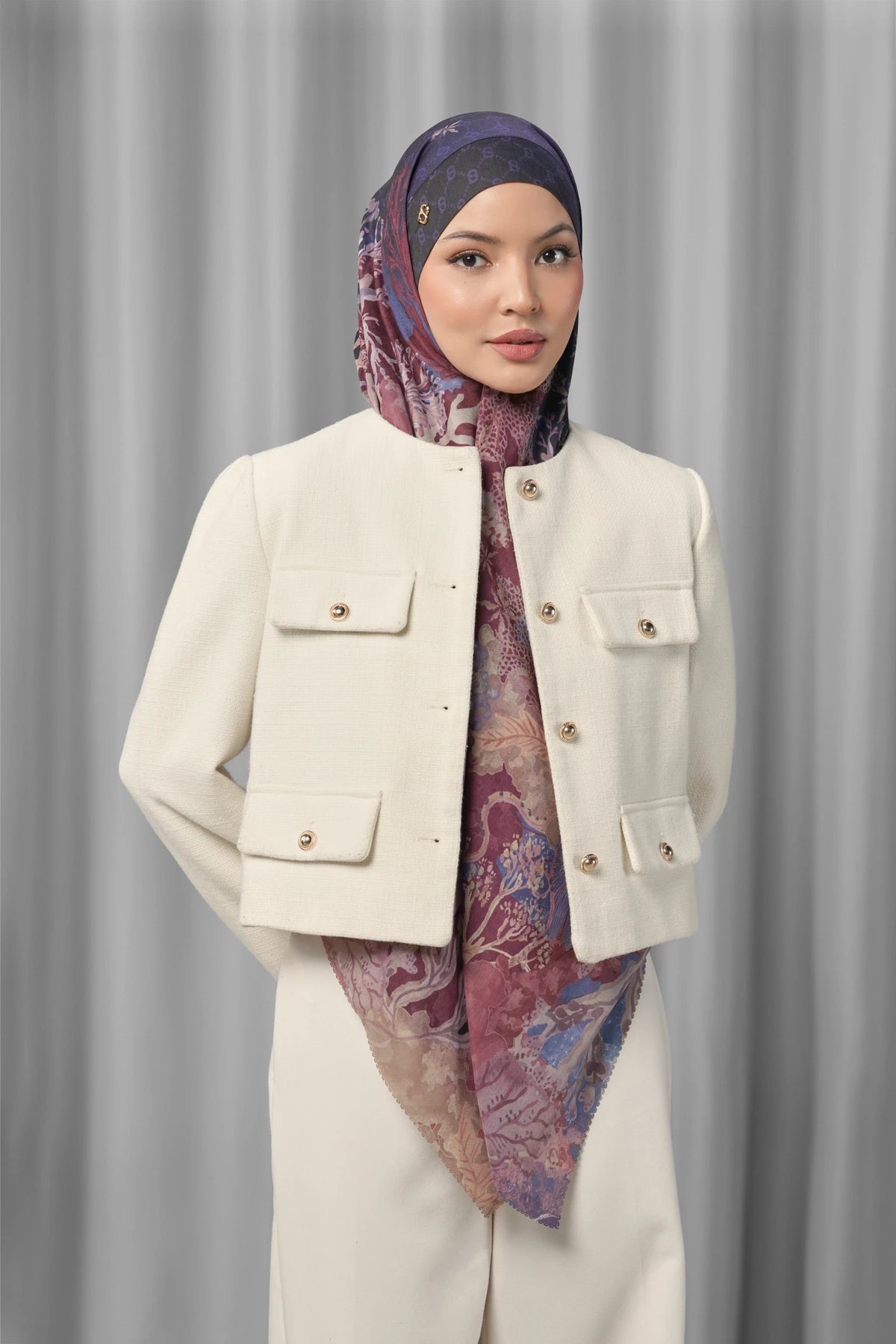 deep sea under the sea tie back square scarf by buttonscarves styled in a modern hijab look