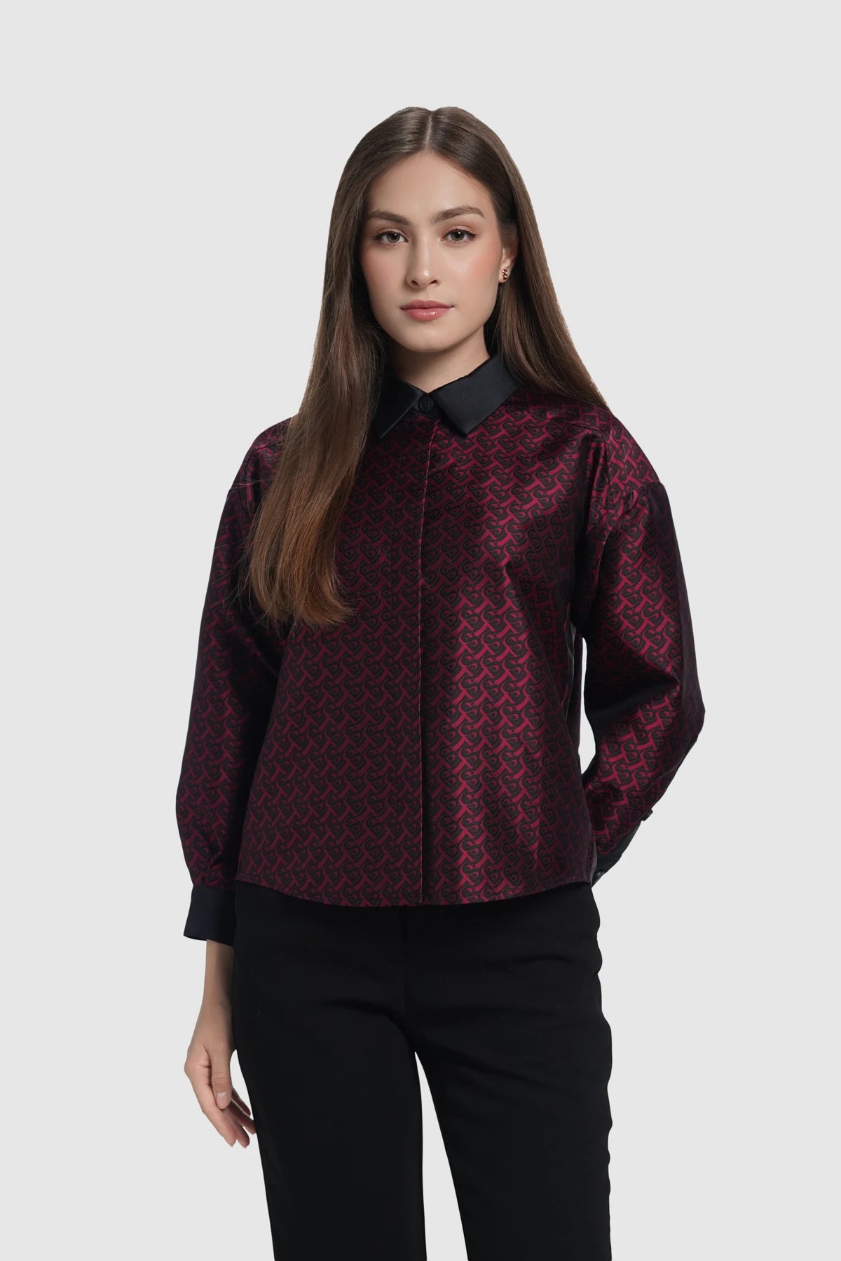Verena Crop Shirt - Maroon