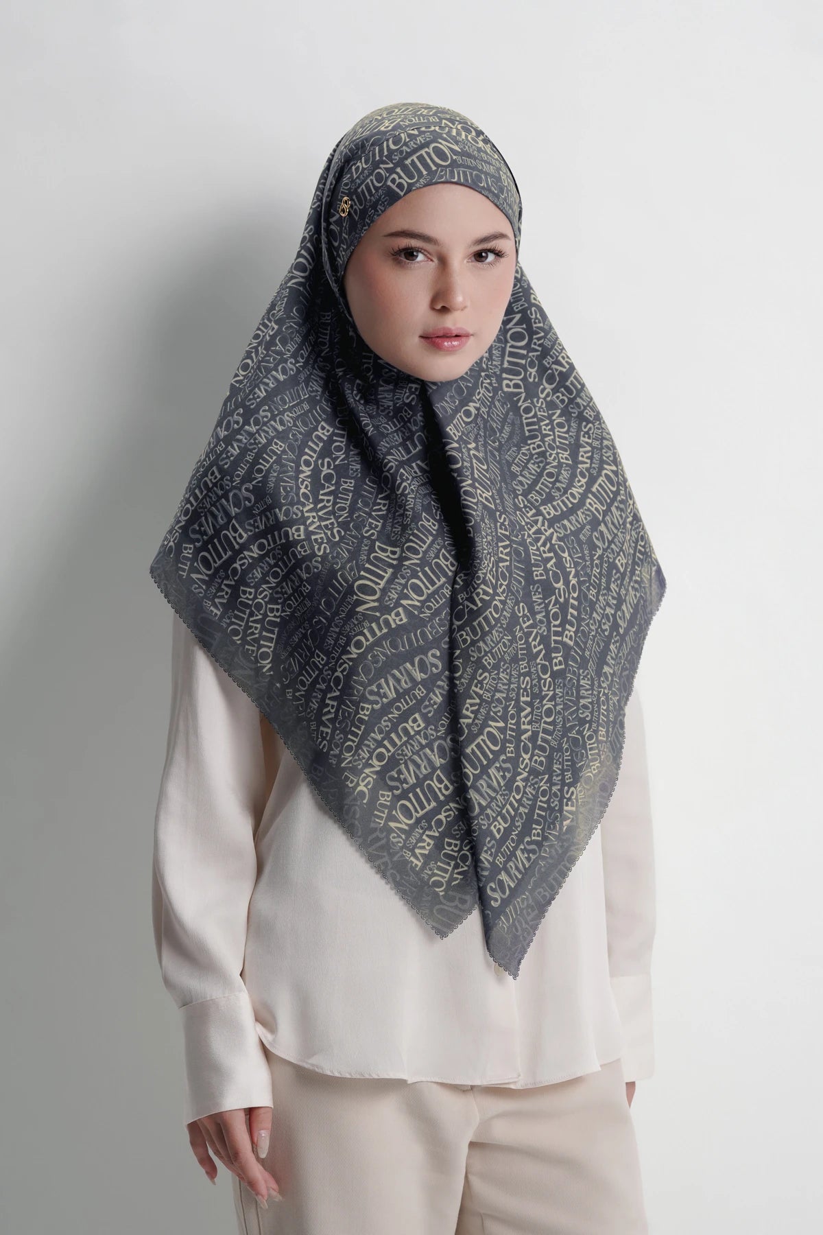 waves monogram tie back scarf in deep dive by buttonscarves style look