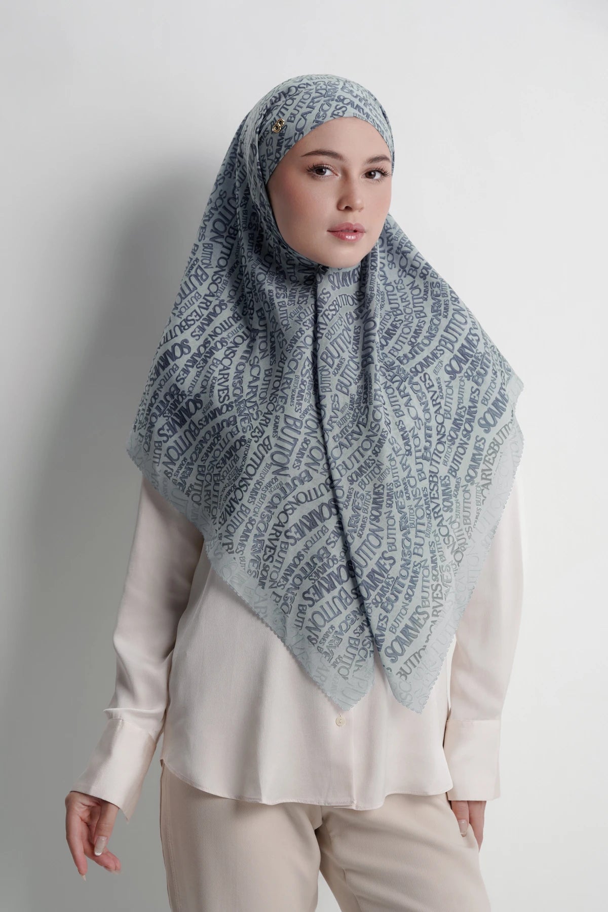 waves monogram tie back scarf in endless sky by buttonscarves style look