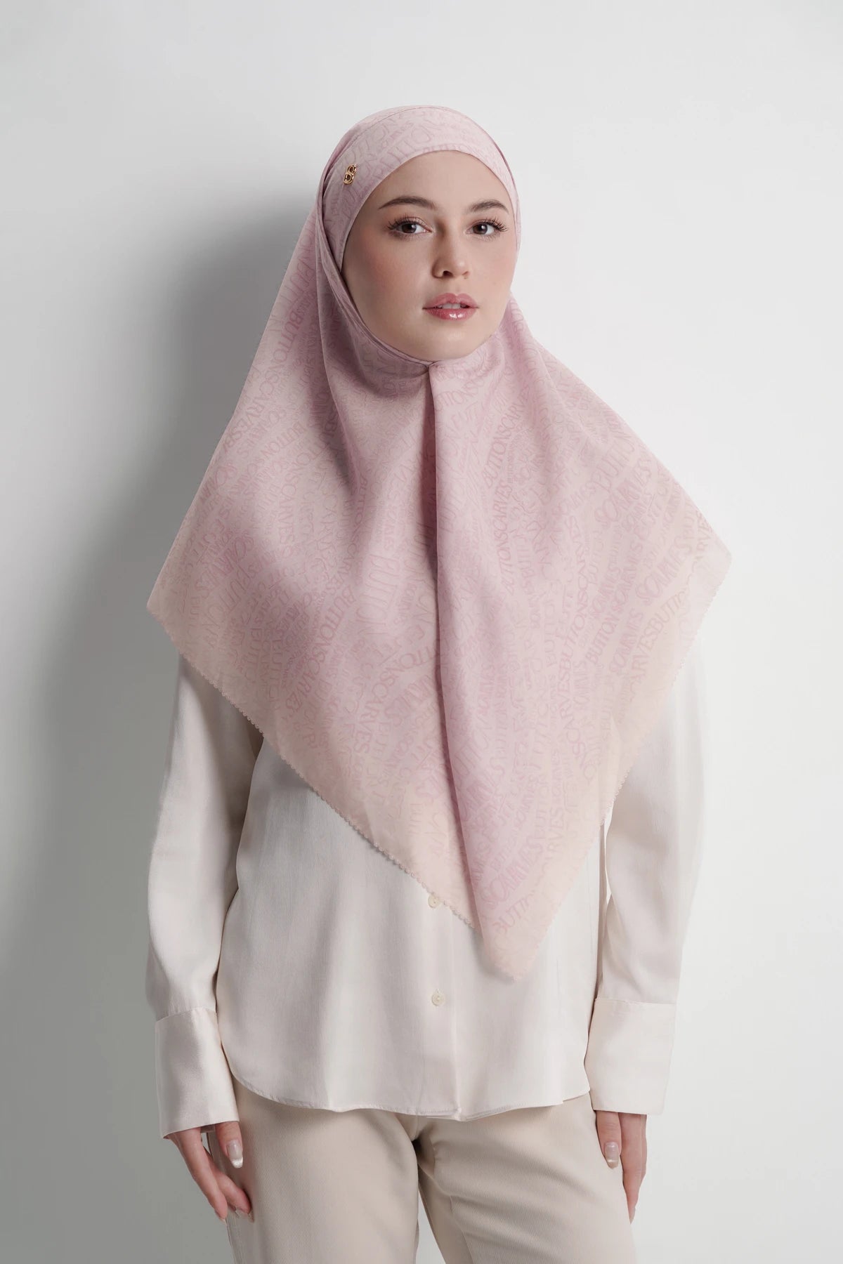 waves monogram tie back scarf in pearl blush by buttonscarves style look