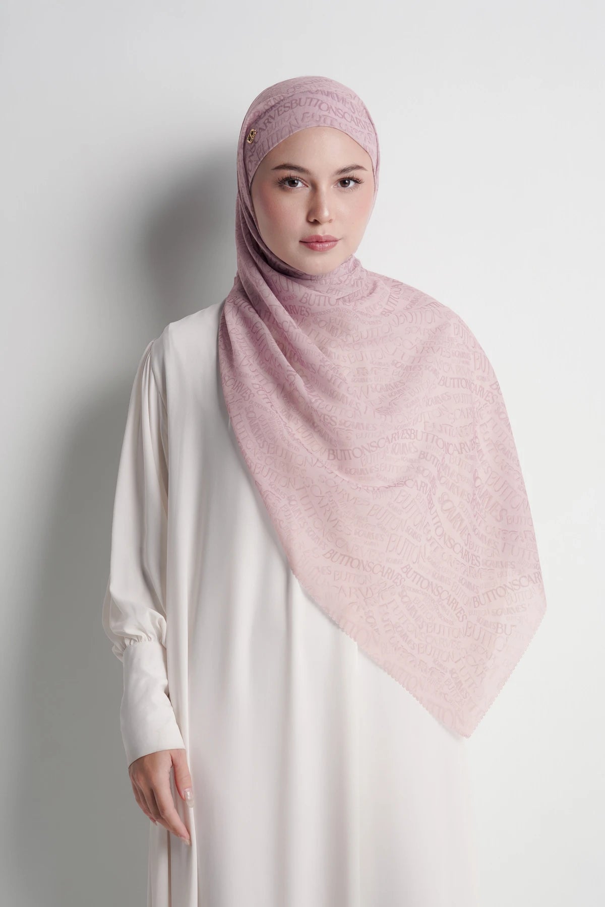 Waves Monogram Tie Back Shawl - Pearl Blush