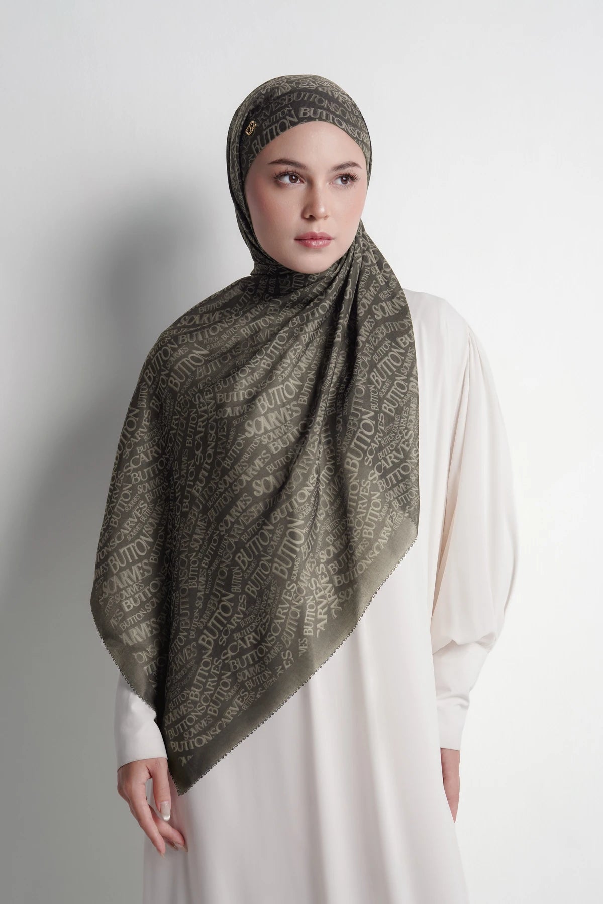 Waves Monogram Tie Back Shawl - Seal Brown