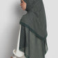 axis tie back shawl in sea moss by buttonscarves back view