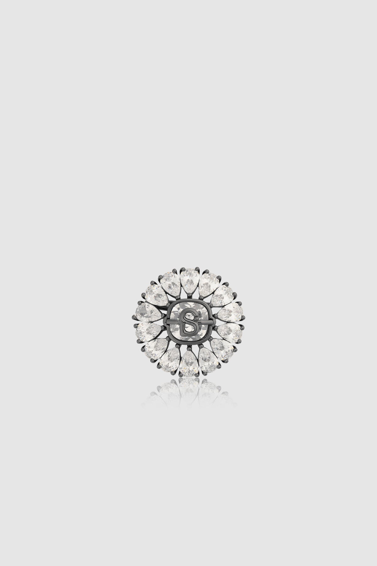 Victorian Crystal Pin Brooch - Hematite