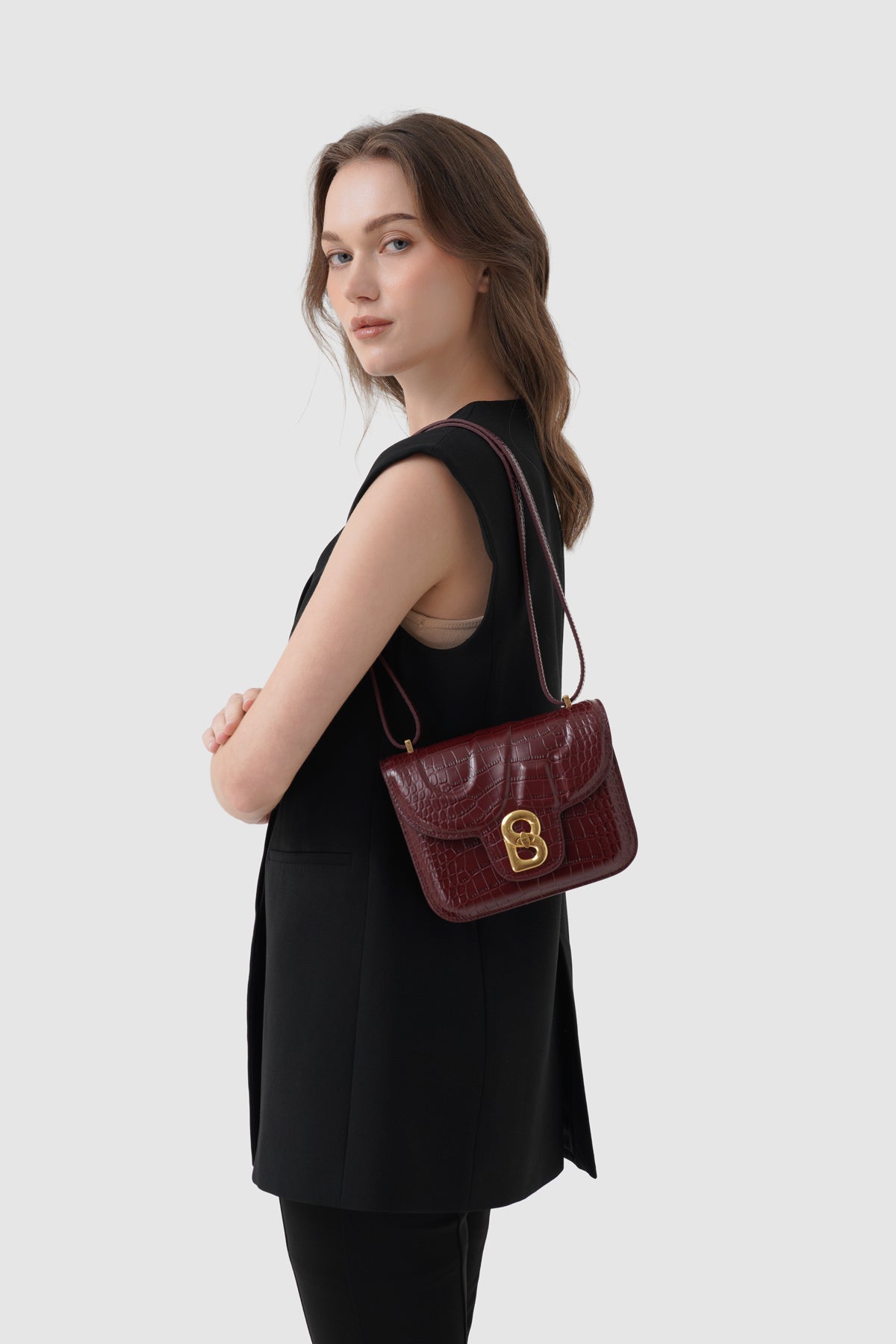 Alba Bag - Burgundy in Croco