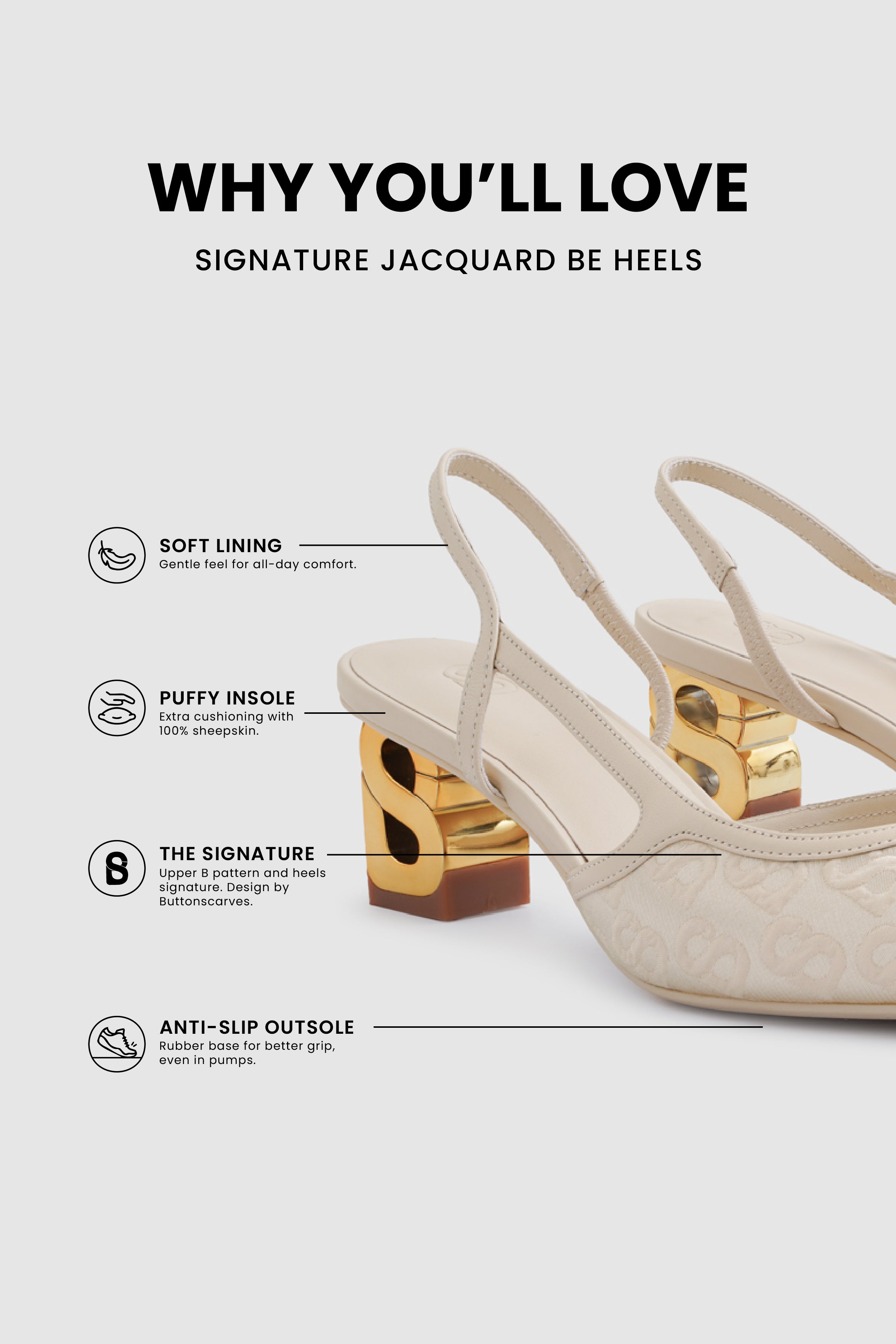 Signature Jacquard Be Heels - Nude