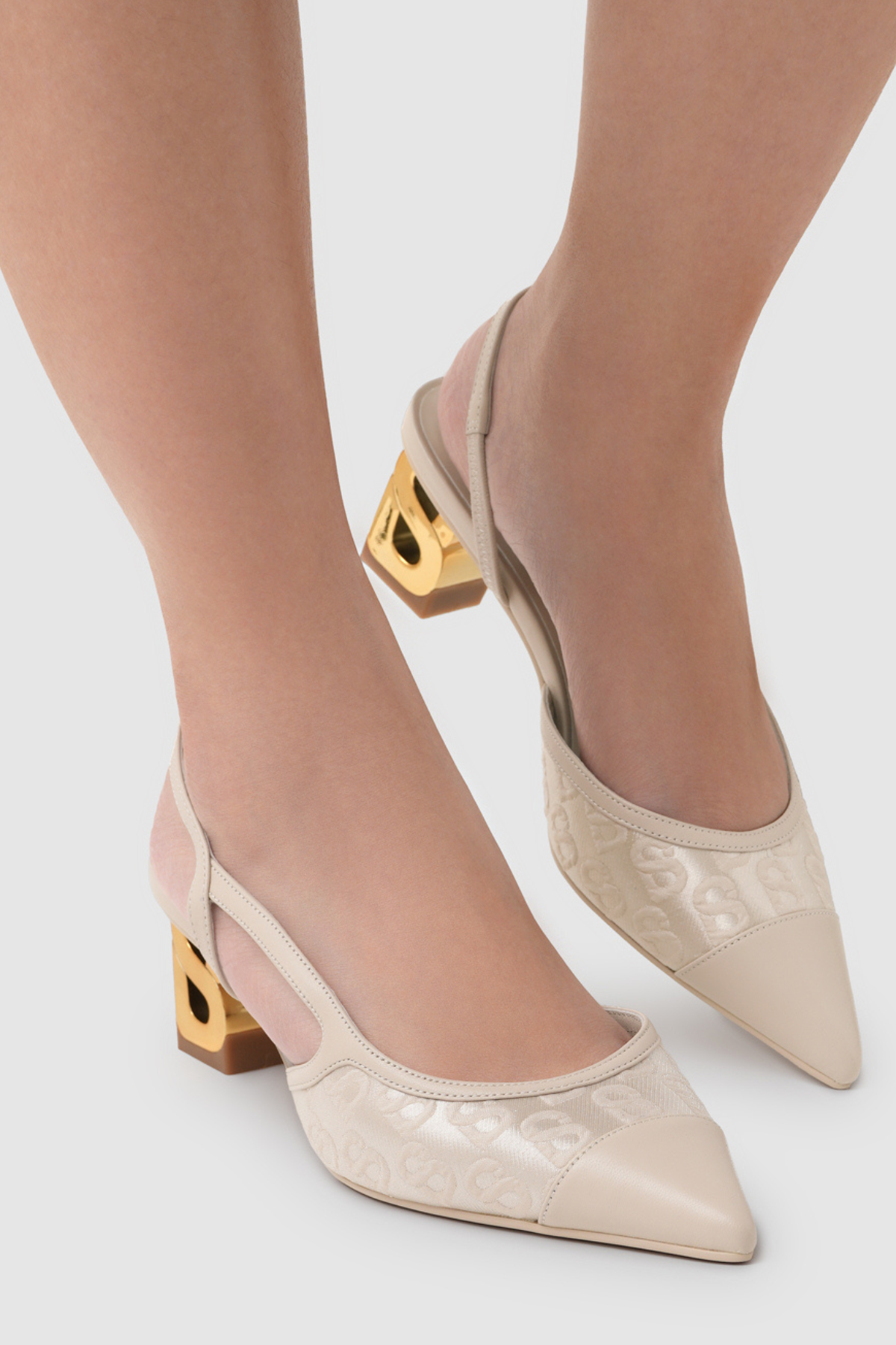 Signature Jacquard Be Heels - Nude