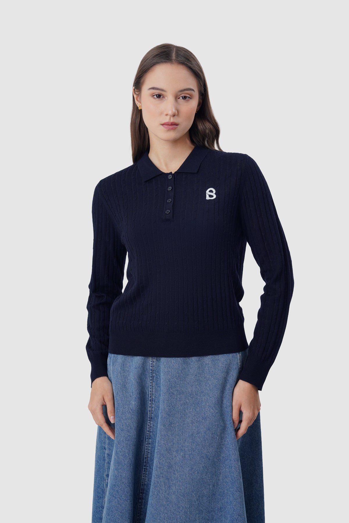 Everyday Knit Half Button - Navy