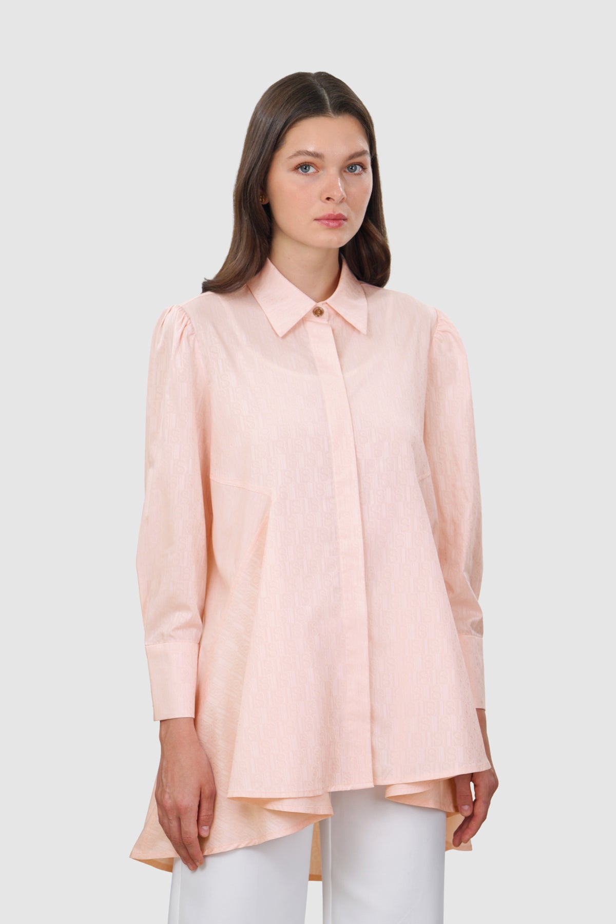Leena Cotton Panelled Shirt - Pink