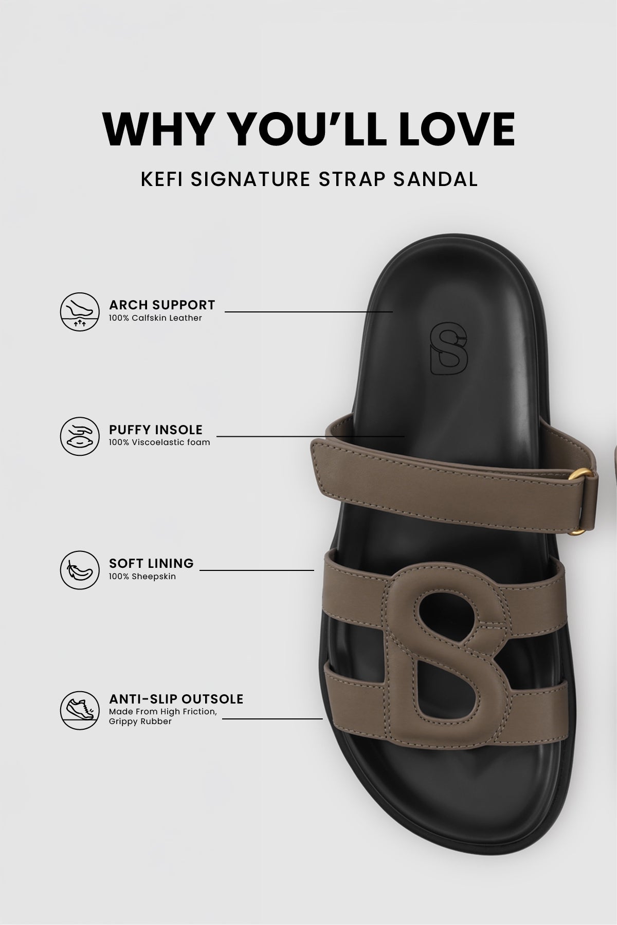 Kefi Signature Strap Sandal - Taupe