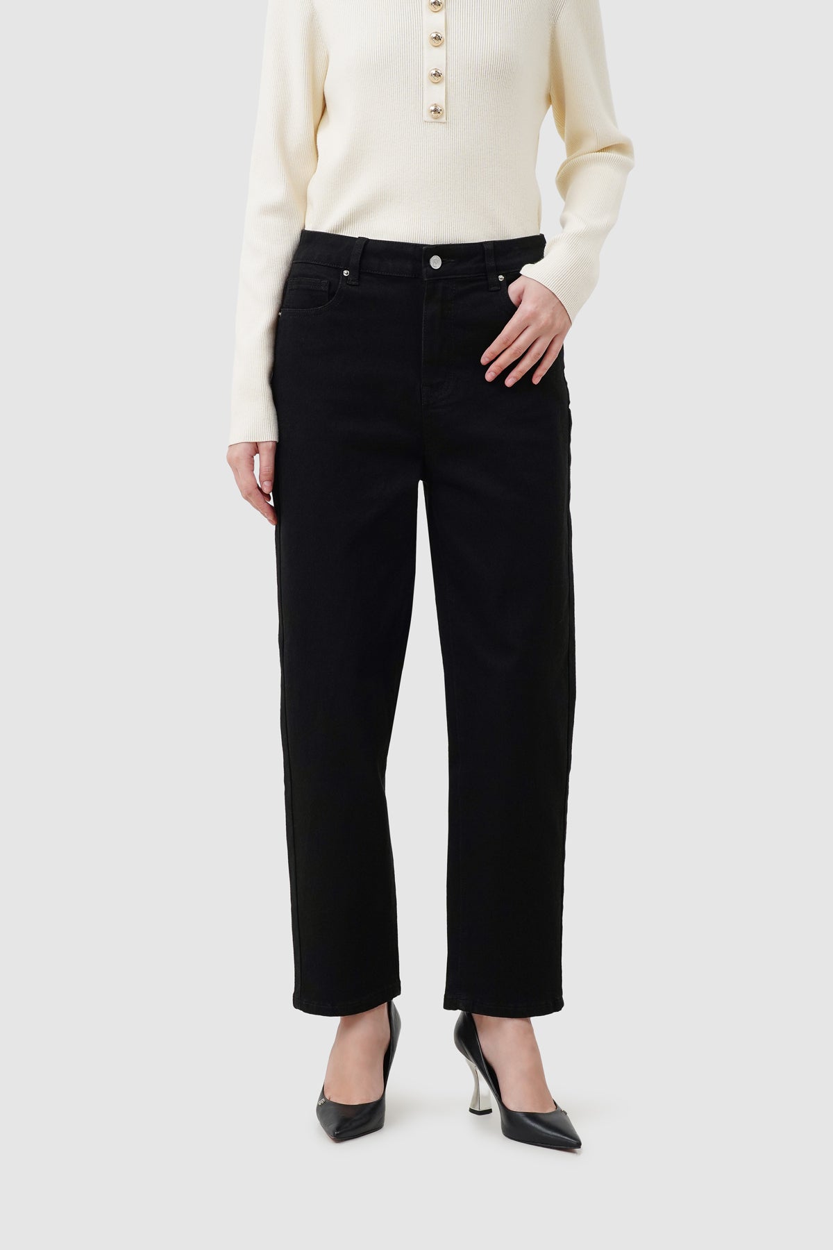 Emma Baggy Denim Pants - Black