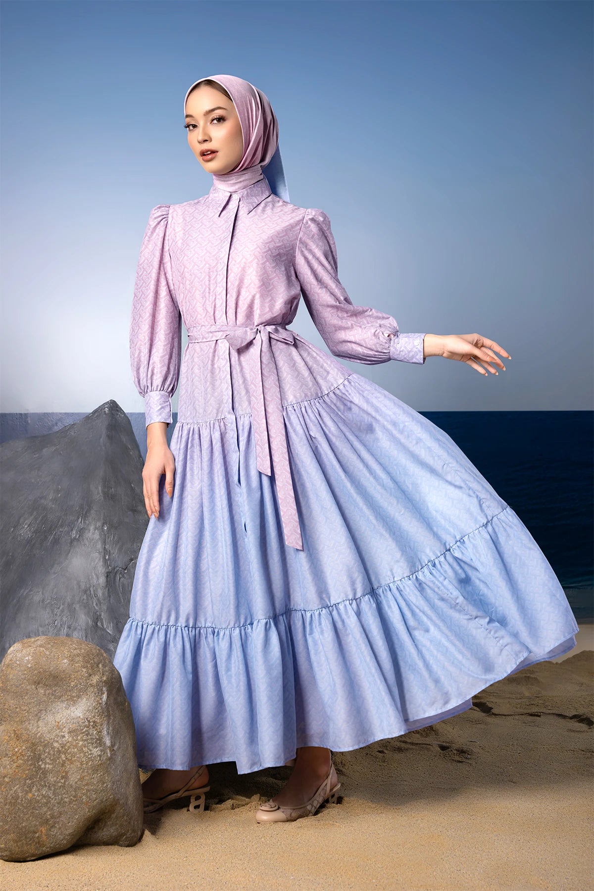Tropical26 Shirt Dress - Pink/Blue