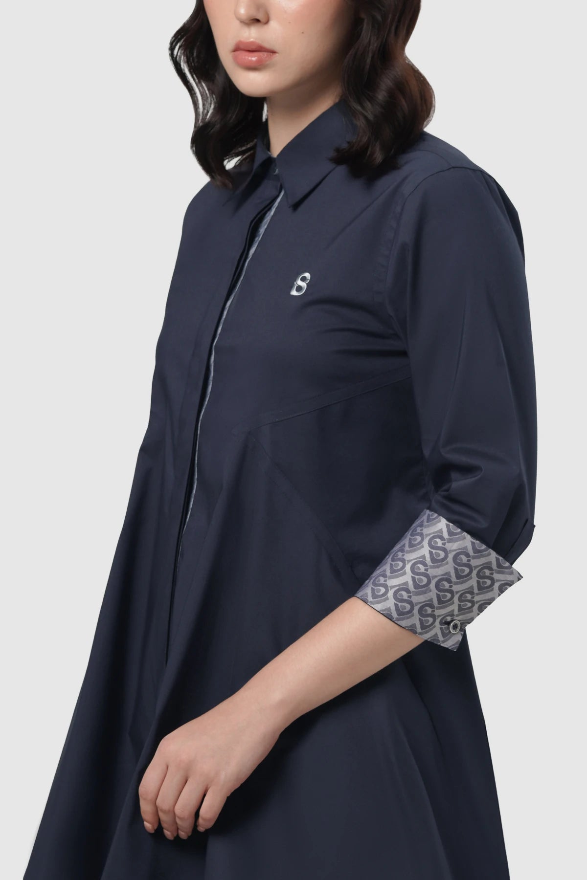 Signature Woman Poplin Shirt - Navy